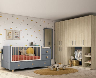 Habitación de bebé con armario convertible en habitación infantil y juvenil