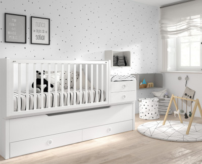 Habitación con cuna convertible en dormitorio infantil