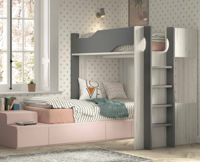 Litera infantil con cama compacta con cajones