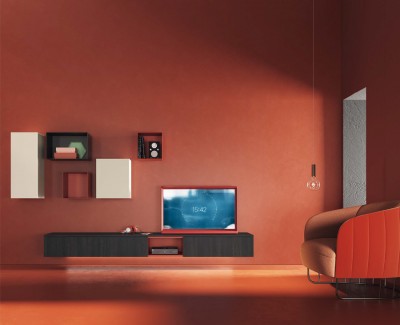 Mueble TV con cajones y conjunto de estanterías de pared
