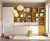 Habitación con cama abatible con escritorio, estanterías, cajones y armario