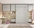 Habitación juvenil con cama abatible, armario puente, escritorio con estanterías y cajones