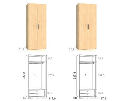 Armario con 4 puertas batientes