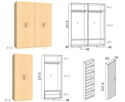 Armario con 7 puertas batientes