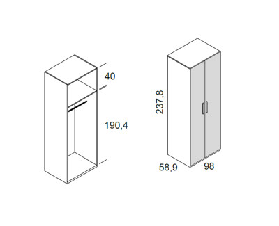 Armario con 2 puertas batientes