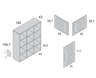 Estantería con 3 puertas