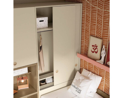 Habitación con cama nido de 4 cajones, armario y escritorio