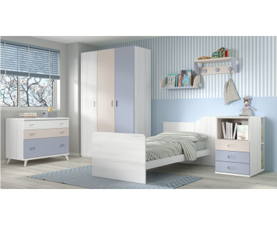 Habitación para bebé con cama convertible en cama infantil, con cómoda y armario