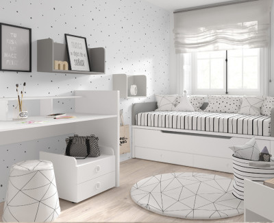 Habitación con cuna convertible en dormitorio infantil