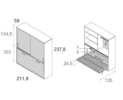 Cama abatible con armario de puertas correderas