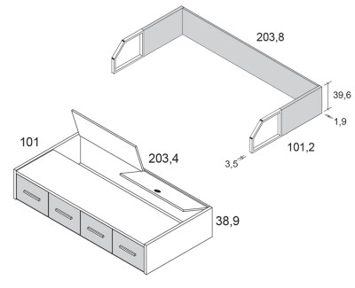 Cama compacta con arcón y 4 cajones